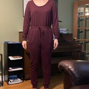 Gap burgundy tall long sleeve romper jumpsuit one piece